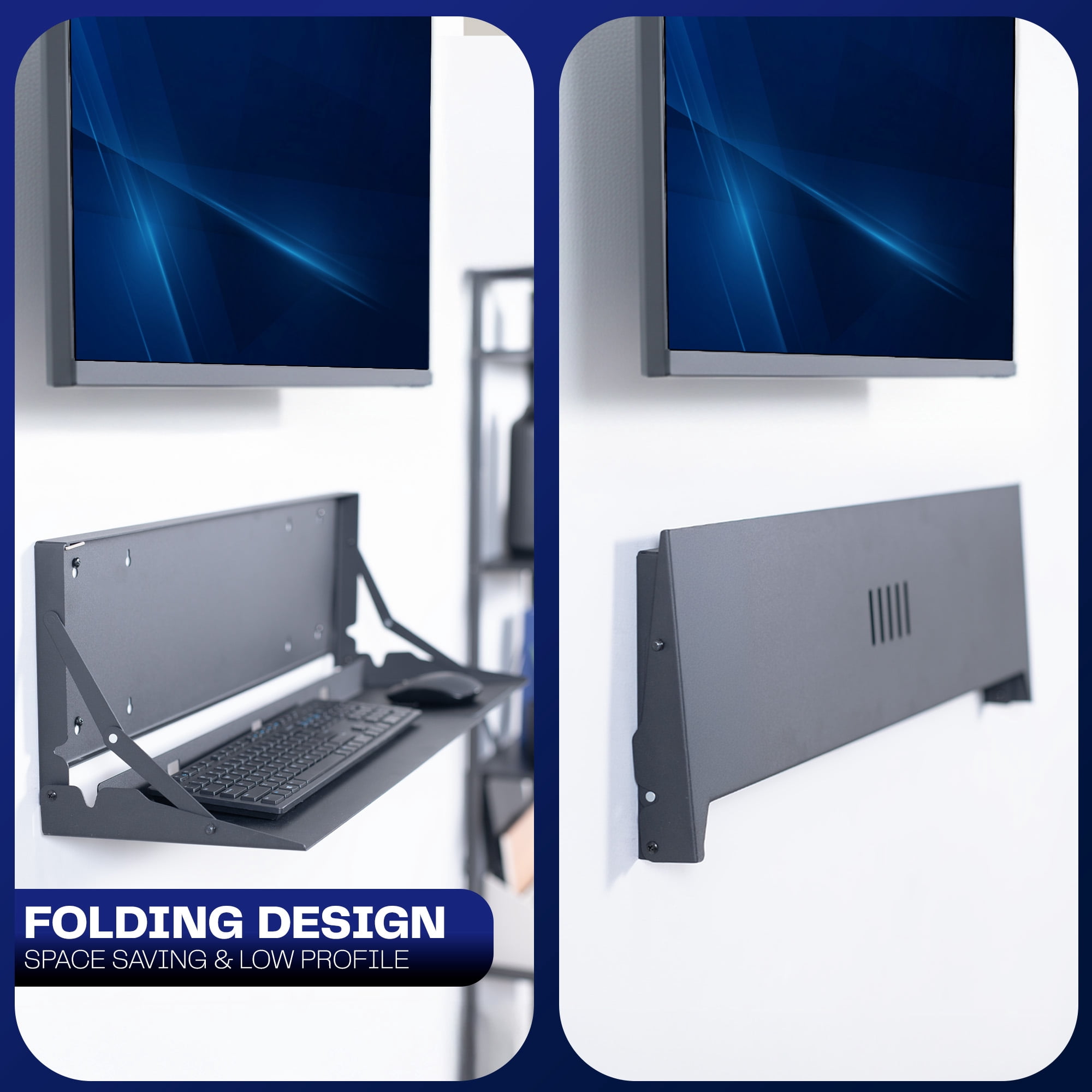 VIVO Black Flip Down 30 inch Keyboard Tray Wall Mount with Mouse Pad