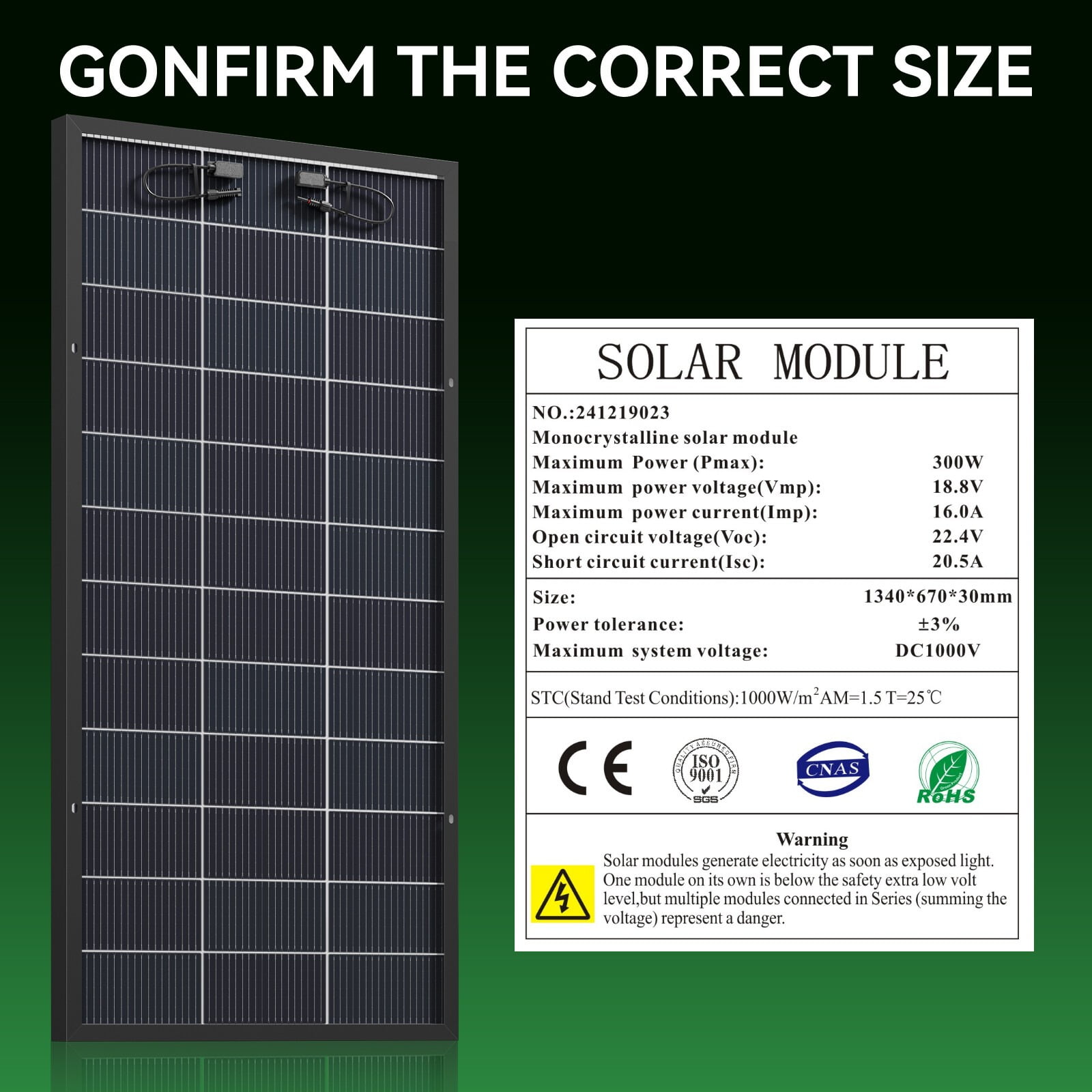 ECO-Baeerss Bifacial Monocrystalline Solar Panel, 4 Pack 300W, 18BB N-Type, 25% High-Efficiency, Solar Panel for Power Station, RV, Cabin, Off-Grid Applications