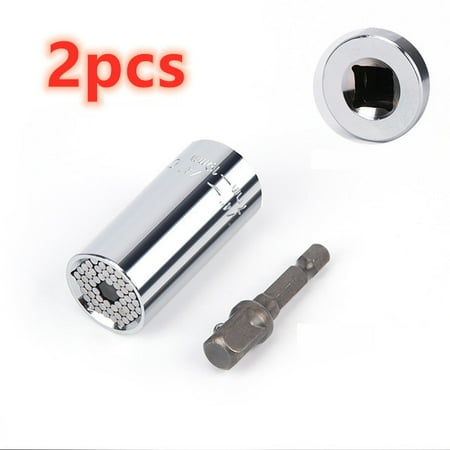 

Toyella Home Repair Ratchet Socket Wrench Chrome Vanadium Steel Hand Drill Sleeve 7-19mm Silver 2pcs