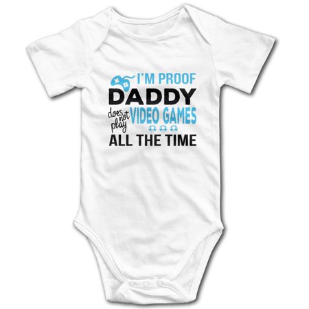 

Gjtygdfhdty I m Proof Daddy Does Not Play Video Games All The Time Baby Girls Boys Romper Bodysuit ¡ (White 18 Months)