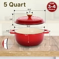 thumbnail image 5 of Cast iron 5QT cooking pot - Gradient red - Includes two silicone gloves - Enamel pot, 5 of 10