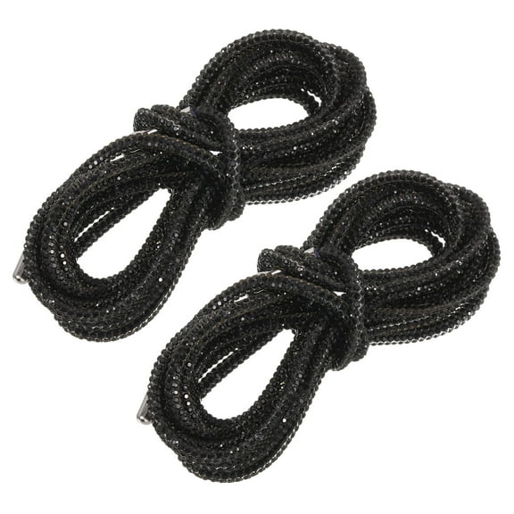 2Pack Rhinestone Shoe Lace, 47.2" Bling Glittered Ropes Drawstring Cords Replacement (Black)