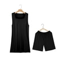 thumbnail image 6 of GILIGEGE 2 Piece Short Sets for Women Summer Women's Casual Oversized Two Piece V Neck Vest Open Top Top Top Tight Shorts Shorts Set Summer Beach Vacation Outfits Lounge Tracksuits Black L, 6 of 6