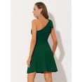 thumbnail image 4 of Disfraz de Halloween Vestido de fiesta de cóctel oscilante de línea A con bolsillos y un hombro sin tirantes para mujer Verde oscuro XL, 4 of 6