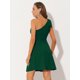 thumbnail image 4 of Disfraz de Halloween Vestido de fiesta de cóctel oscilante de línea A con bolsillos y un hombro sin tirantes para mujer Verde oscuro XL, 4 of 6