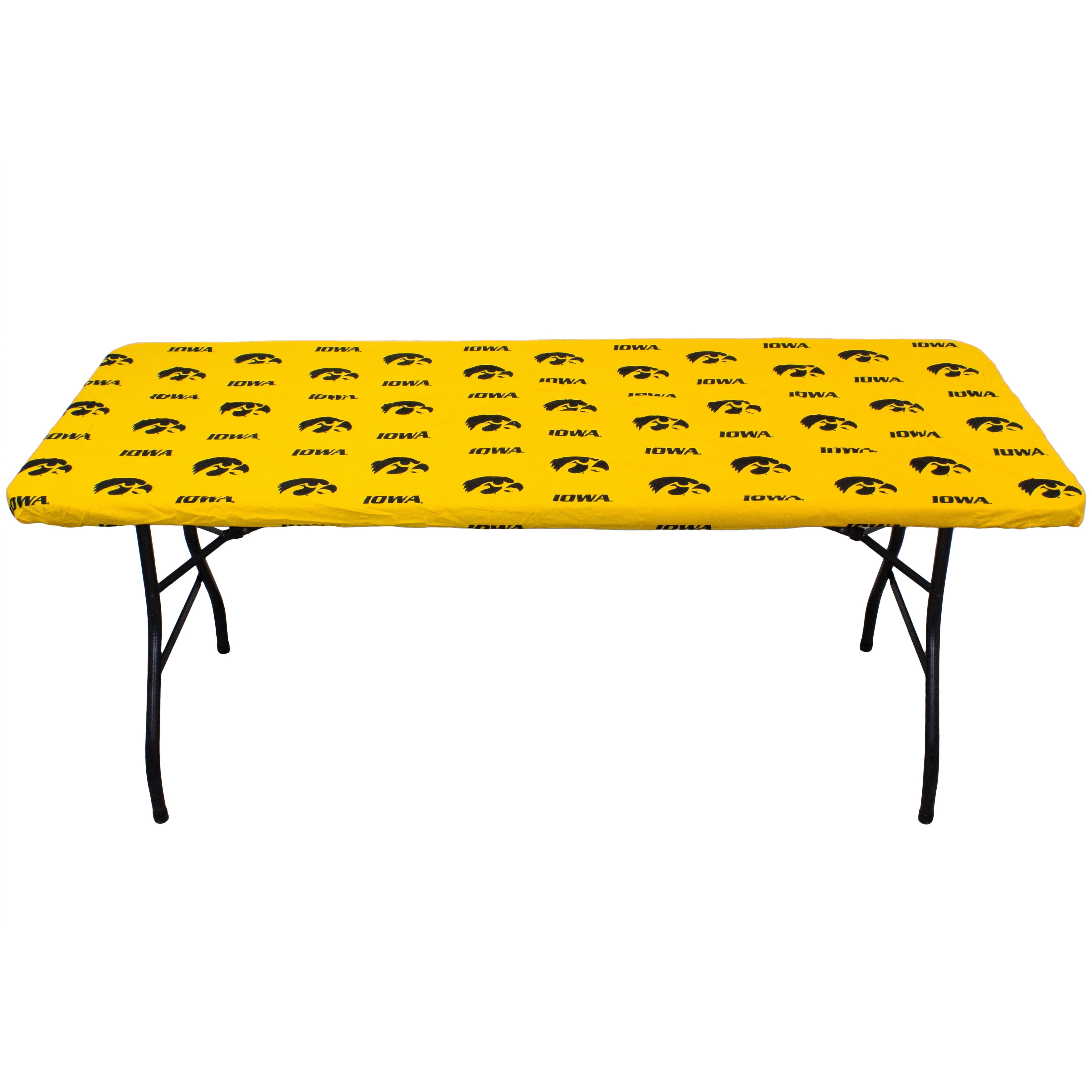 Iowa Hawkeyes Tailgate Fitted Tablecloth, 33" x 33", Card Table 96" x 30", 8 ft table