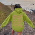 thumbnail image 4 of Women's Hoodies Sweatshirts Graphic Word Hoodie Sweatshirt for Women Long Sleeve Cozy Preppy Tops Casual Everyday Wear Green XL, 4 of 6