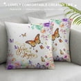 thumbnail image 3 of Pratyus Butterfly Flowers Plain Background Print Pillow Covers for Couch Pillow Case Square Design Short Plush Style Easy to Change 1PC 22x22in, 3 of 5