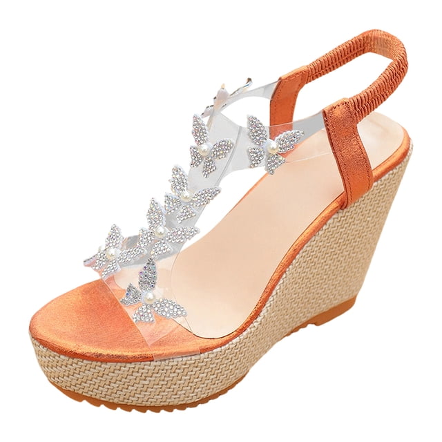 DAFEI Sandales Compensées Décontractées pour Femmes Chaussures à Plateforme Sandales Rétro Classiques Chaussures Compensées Décorées de Papillons