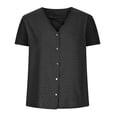thumbnail image 5 of POTETI Womens Shirts Black Solid V Neck Comfortable T-shirt Short Sleeve Blouse Casual Tops, 5 of 6