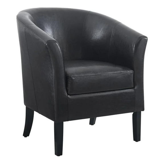 Pemberly Row 19.75" Contemporary Faux Leather Barrel Club Chair in Black