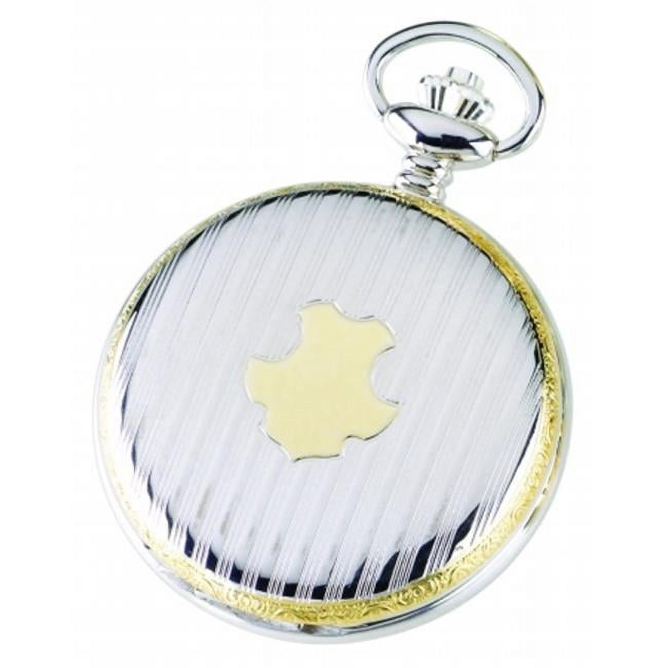 Charles-Hubert- Paris Sterling Silver Two-Tone Quartz Hunter Case Pocket Watch #3581