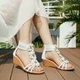 thumbnail image 6 of Ecetana Wedge Sandals for Women Floral Embellished Open-Toe Dressy Sandals with Zipper Summer Heeled Sandals, 6 of 6