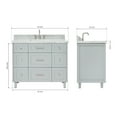 thumbnail image 2 of Ariel Monroe 43 Inch Single Rectangular Sink Bathroom Vanity With Italian Carrara Marble Countertop 1.5 inch Edge In Grey, 2 of 7