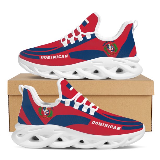 Zapatos de plataforma ligeros y transpirables con diseño de emblema nacional de la bandera dominicana, zapatos de punto con cuchillas, zapatillas deportivas