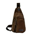 thumbnail image 2 of PULLIMORE Canvas Sling Bag Chest Pack Casual Lightweight Crossbody Backpack for Travel Hiking Cycling (Brown), 2 of 9