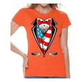 thumbnail image 1 of Awkward Styles Women's Tuxedo American Flag Graphic T-shirt Tops USA Patriotic, 1 of 4