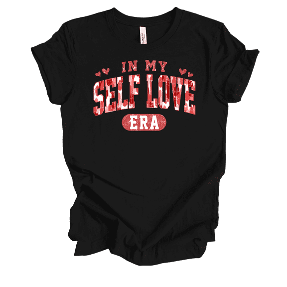 Trenz Shirt Company Women's Valentine's Day In My Self Love Era Short Sleeve T-Shirt-Black-3X-Large