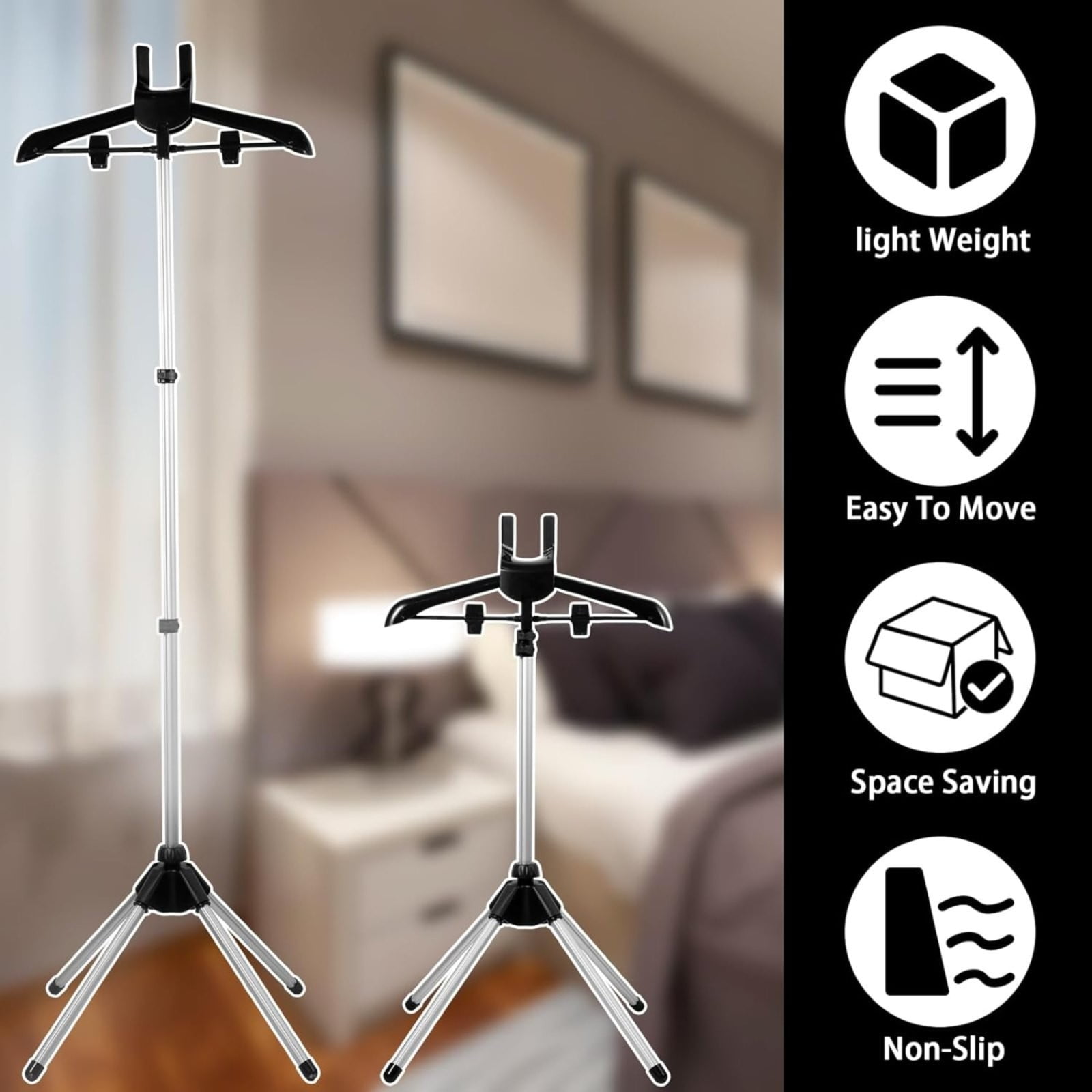 Ecohintz Steamer Stand for Clothes, Adjustable Steamer Stand - Foldable Telescopic Clothes Steamer Holder with Height Adjustment Foldable Telescopic Clothes Steamer Holder, Grey