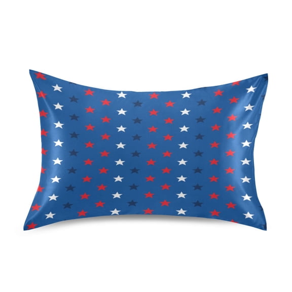 Satin Pillow Case Envelope Pillow Covers Standard Size Soft Pillow Cases for Bedroom, Patriotic Star Printed