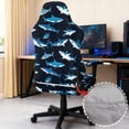 thumbnail image 3 of SCRAWLGOD Shark Pattern Blue Black Print Gaming Chair Cover with Armrest Cover, Anti Dust Computer Chairs Cover Universal Rotating Chair Slipcovers with Elastic Bottom for Home Studio, 3 of 7