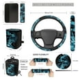 thumbnail image 3 of Jeiento Blue Dragonfly Car Seat Cover Full Set with 15 Inch Steering Wheel Cover Trash Bin Rear View Mirror Cover Cup Holder Key Chain Seat Belt Strap Pad Fit Most Vehicles, 3 of 6
