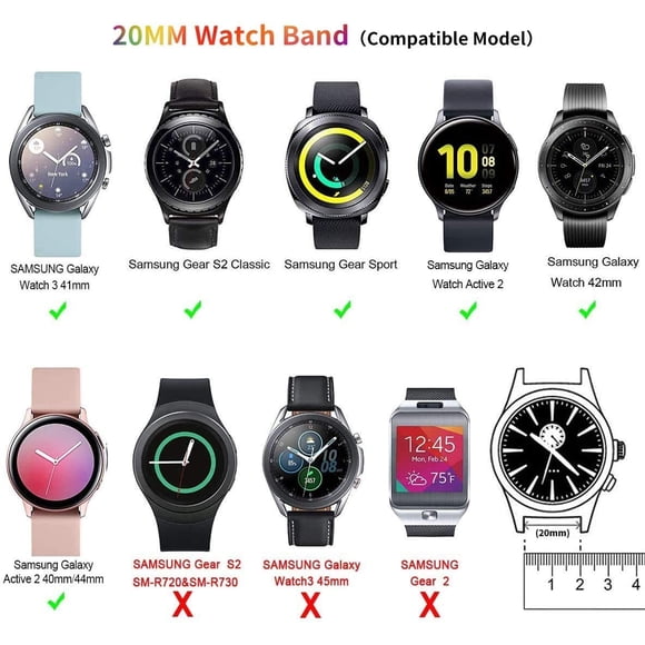 Compatible con Samsung Galaxy Watch Active 2 Band 44mm 40mm Women Men, 20mm Smart Watch Ba Five Star Online Five Star Online