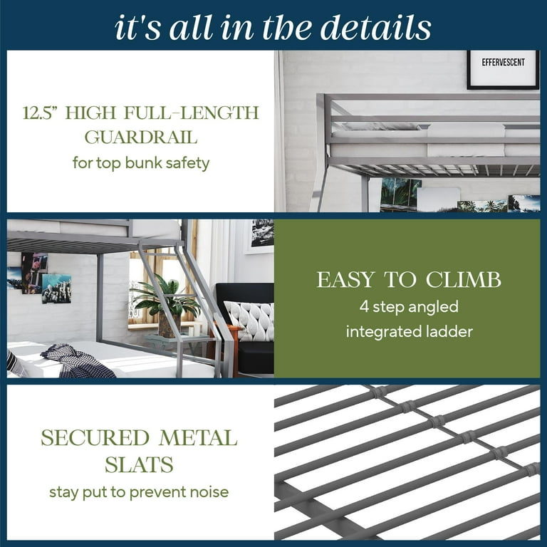 まことページ Novogratz Maxwell Twin-Over-Full Metal Bunk Bed with Ladder
