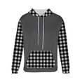 thumbnail image 5 of Lorytime Men's Hoodies Fleece Plaid Streetwear Sweatshirt Long Sleeve Drawstring Pullover with Pocket Tops Black M, 5 of 5