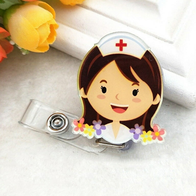 Badge Reels Holder Retractable with ID Clip for Nurse Name Tag Card Cute  Funny Cartoon Nursing Doctor Teacher Student Medical Work Clip ZJK0622