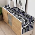 thumbnail image 4 of Blue Geometric Table Runner - 70 Inch Long, Kitchen Dining Table Runner Dresser Scarves, Grey Vintage Neutral Abstract Striped Art Farmhouse Decor for Coffee Tables Wedding Party Banquet, 4 of 8