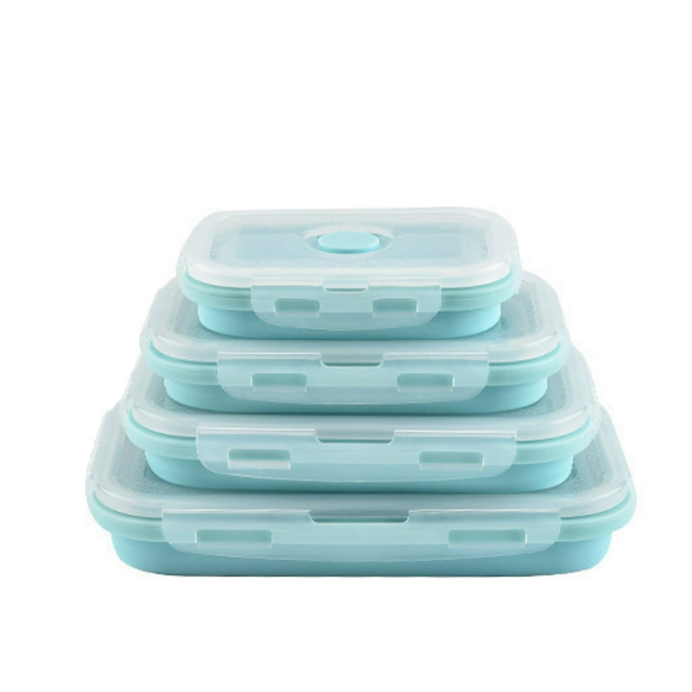 4Pcs Rectangle Silicone Collapsible Food Storage Containers with Lids