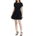thumbnail image 3 of INSPIRE CHIC Women's Peter Pan Collar Puff Sleeves Above Knee Plaid Grid Dress, 3 of 7