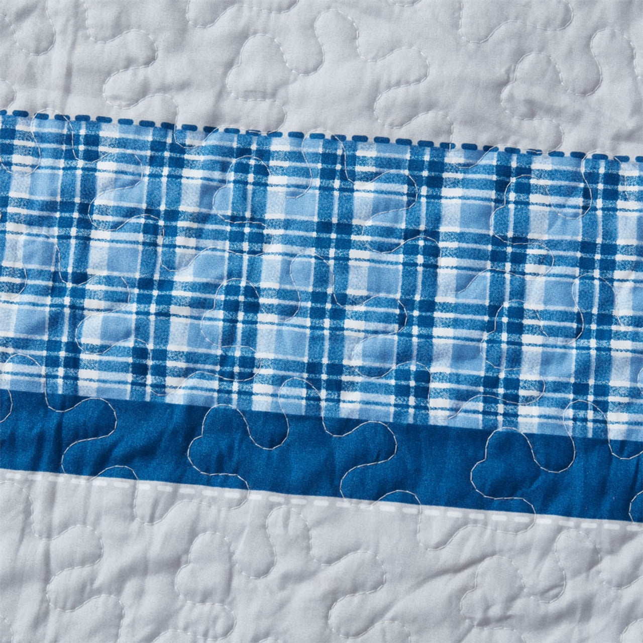Legacy Decor 3 Pcs Quilt Reversible Bedspread Coverlet Blue & White Patchwork Design Ultra Soft Microfiber Oversized Queen 100"W x 106"L, All Ages.
