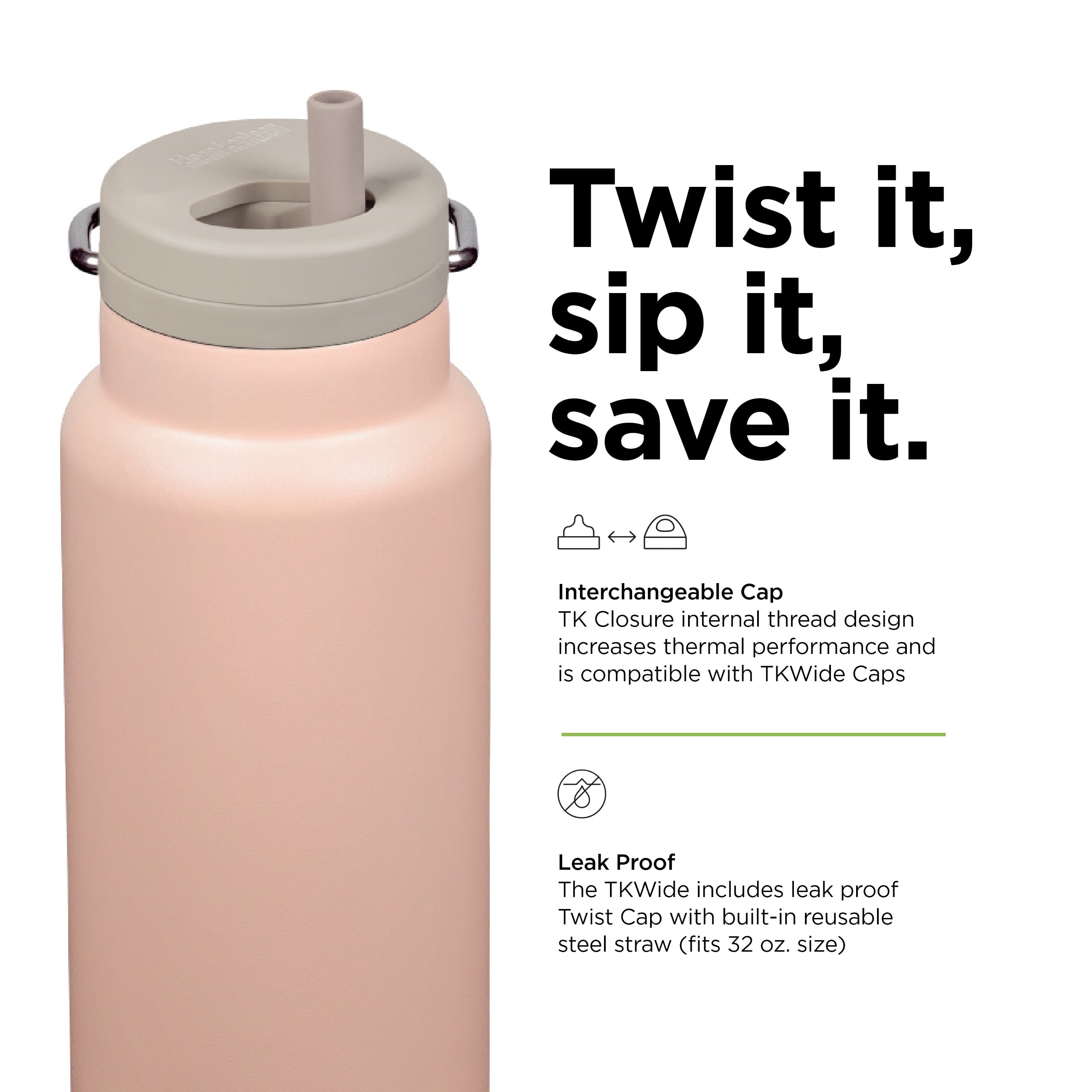32oz TKWide Insulated Water Bottle with Twist Cap - Peach Parfait