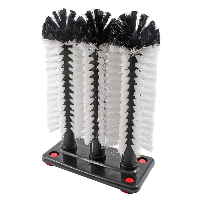6 Long Brush Bar Glass Washer with Suction Base, Commercial Brush Cleaner Bristle Brush for Kitchen Bar Beer Cup