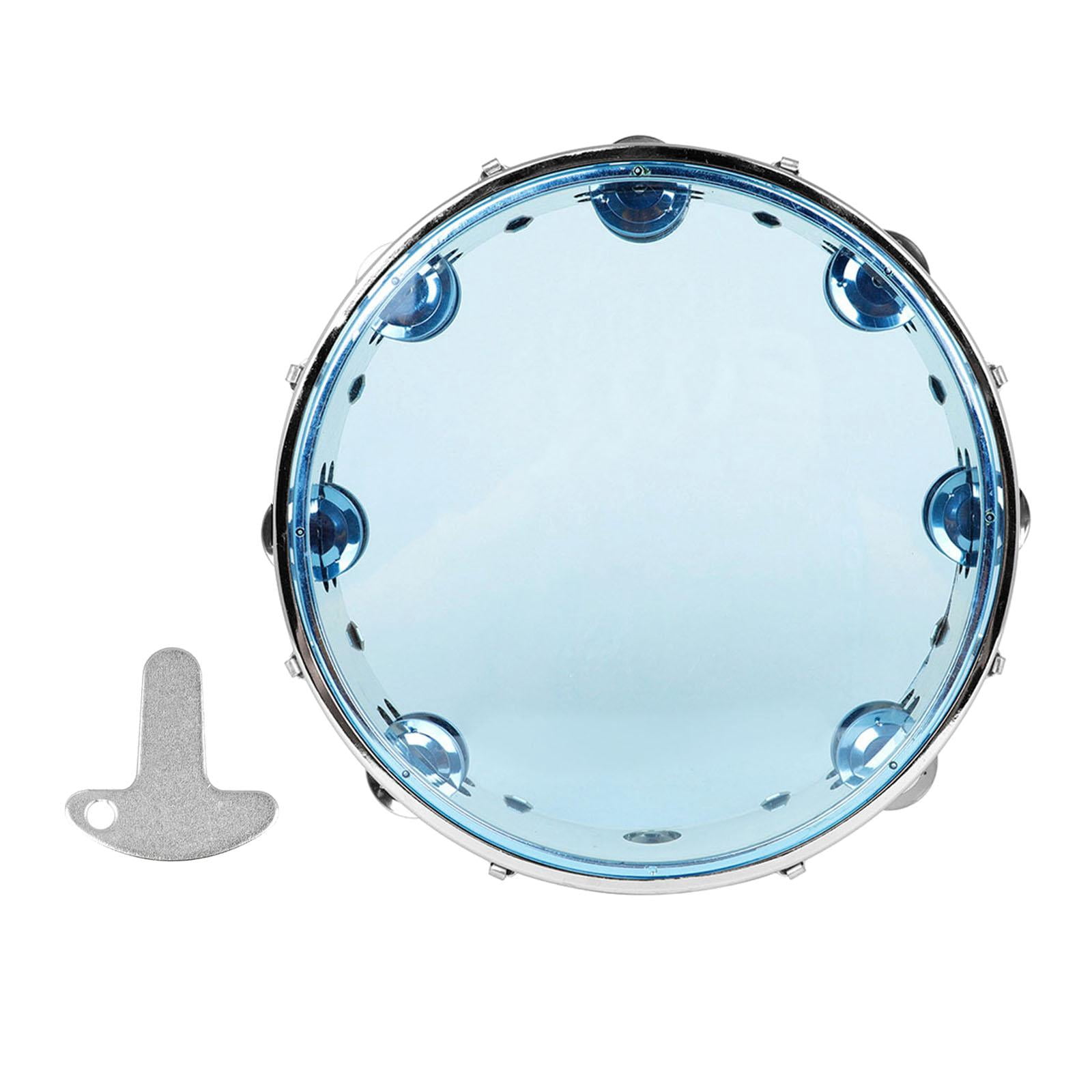 Rushawy Tambourine 10 inch Capoeira Double Row Hand Held Drum for School Child Dance blue