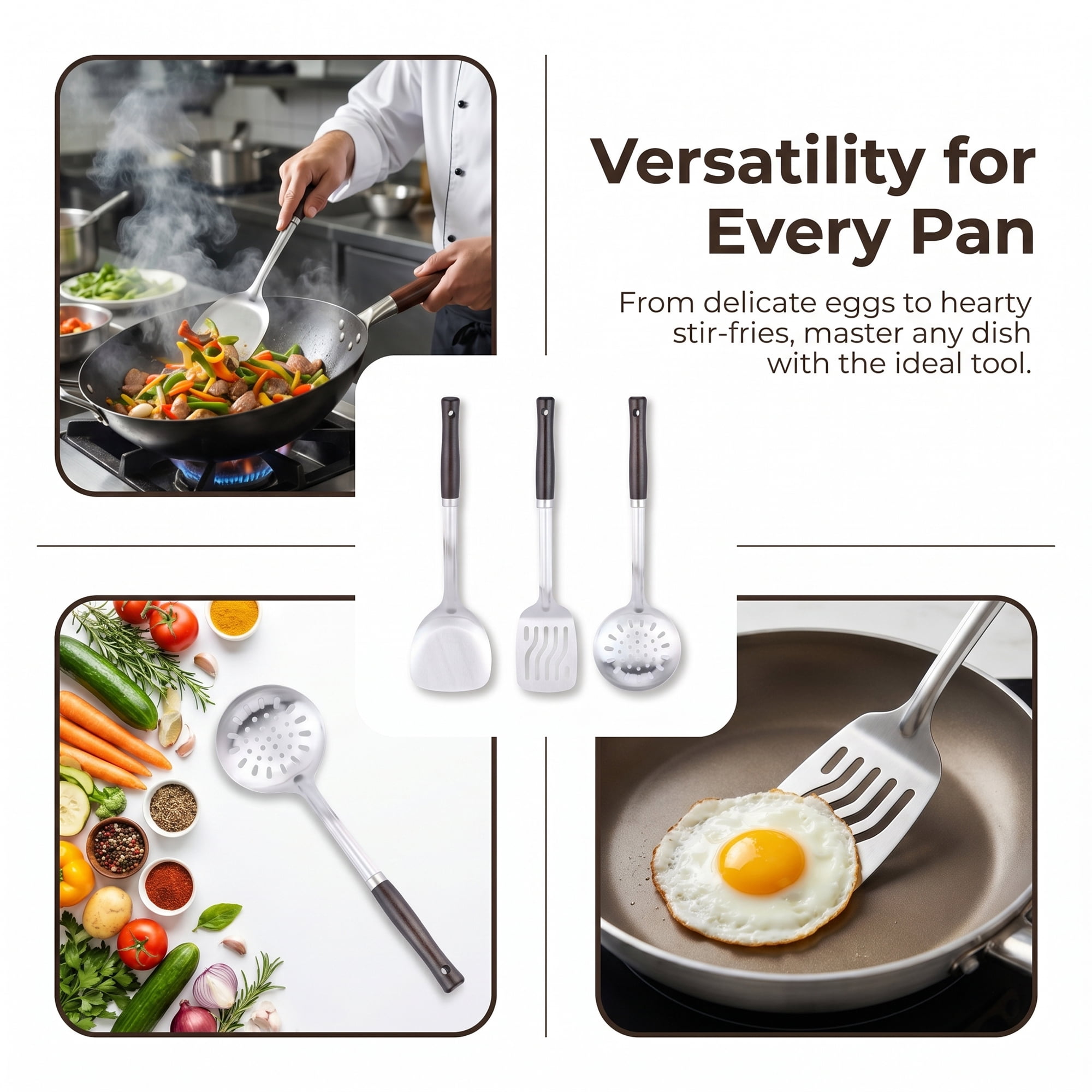 Unique Bargains Heat Resistant Cooking Utensils Kitchen Spatula Set Skimmer 3Pcs