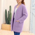 thumbnail image 5 of Tiijoy Girls Long Cardigan Coat Fuzzy Open Front Sweater Fall Winter Outerwear, Purple, Sizes 5-14, 5 of 5