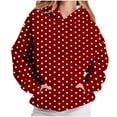 thumbnail image 2 of EchfiProm Hoodie Women Sweatshirts Trendy Red Hooded Loose Polka Dot Long Sleeve Tops Hoodie with Pocket, 2 of 7