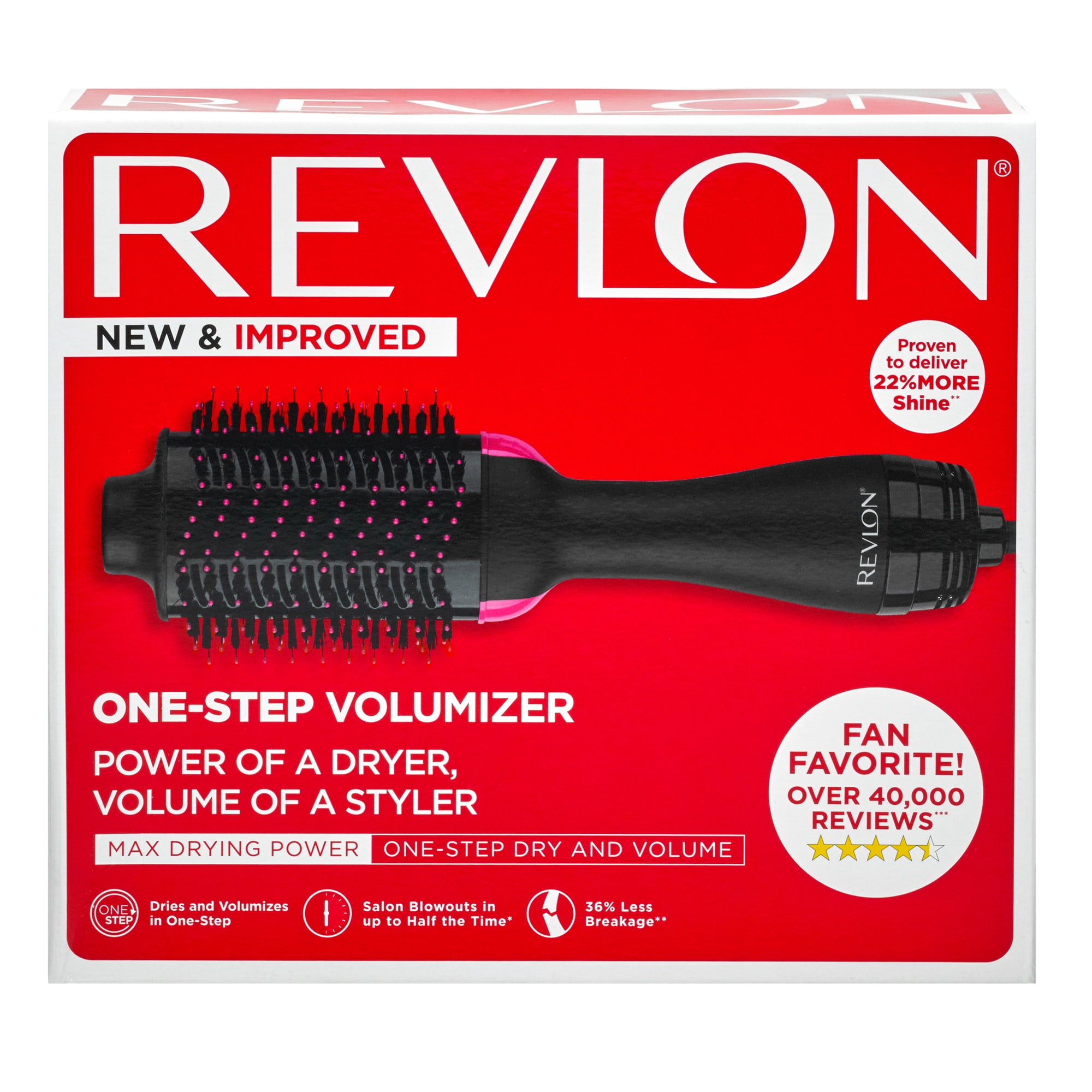 Revlon One-Step Hair Dryer & Volumizer Hot Air Brush, Black Blow Dryer -  Walmart.com