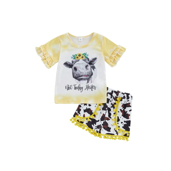 Bagilaanoe 2pcs Toddler Baby Girls Short Pants Set Print Short Sleeve T-Shirt Tops   Shorts 6M 12M 18M 24M 3T Kids Casual Summer Outfits