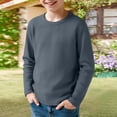thumbnail image 2 of YOUYEDIAN Waffle Long Sleeve T-Shirts Boys 4-14 Years Kids Thermal Crew Neck Tops Youth Fall Warm Shirts Basic Tees (Dark Gray, 6-7 Years), 2 of 5