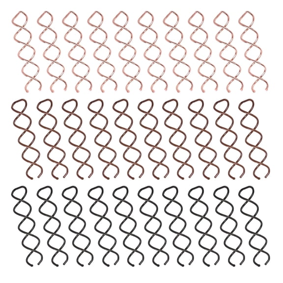 30 Pcs Spiral Hair Pins, 3 Colors, Alloy Spiral Bobby Pins, Bun Twist Spiral with Non-scratch Rounded Tips for Women (2.36 Inches)