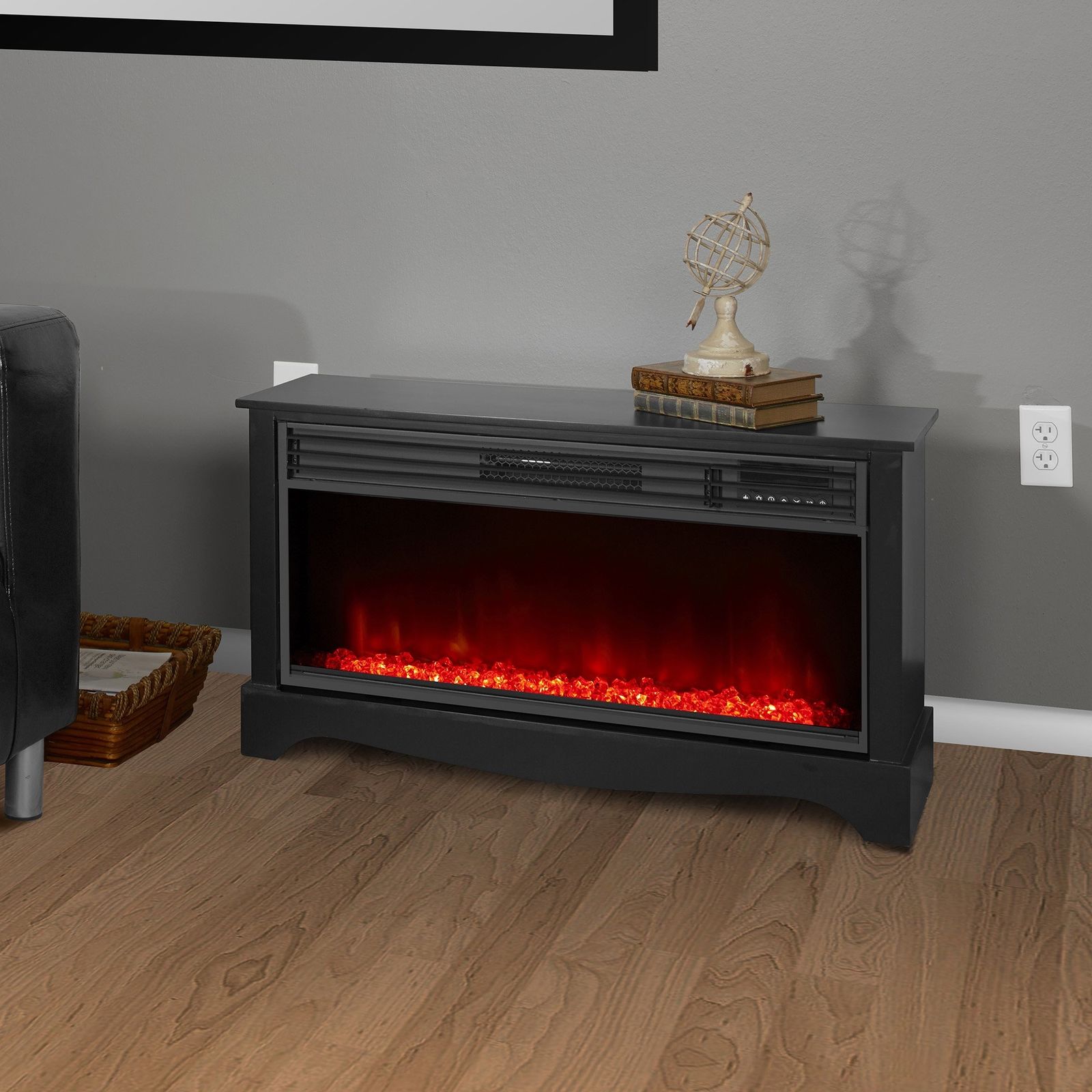 LifeSmart LifeZone Electric Infrared Quartz Standing Fireplace Heater, Black