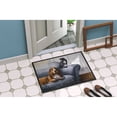 thumbnail image 2 of Basset Hound and Cat on couch Doormat 24x36, 2 of 4