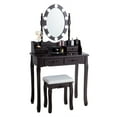 thumbnail image 1 of Costway 4 Drawers Vanity Table Dressing Table W/10 Dimmable Bulbs &Touch Switch Brown, 1 of 10
