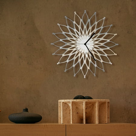 Ardeola - Fireworks silver XL - 23.5 in Analog Battery-Powered Art-Deco Standard Wall Clock