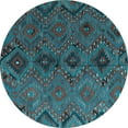 thumbnail image 1 of Ahgly Company Indoor Round Southwestern Light Blue Country Area Rugs, 7' Round, 1 of 4
