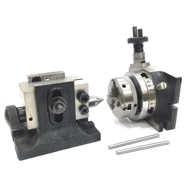 Assorts 3" Inches/ 80 MM Rotary Table & Small Chucks With Back Plate +fixing T Nuts Bolts + Suitable Tailstock (With 65 Mm-3 Jaws Self Centering Chuck)